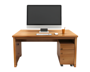 Computer desk on transparent background