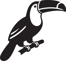 Toucan bird stand on the branch silhouette vector illustration. © SubrotoBasak