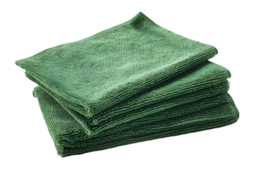 Green microfiber cleaning cloth on transparent background