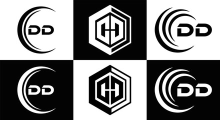 DD logo. D D design. White DD letter. DD, D D letter logo design. Initial letter DD linked circle uppercase monogram logo.