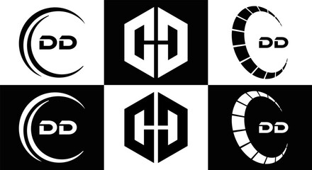DD logo. D D design. White DD letter. DD, D D letter logo design. Initial letter DD linked circle uppercase monogram logo.