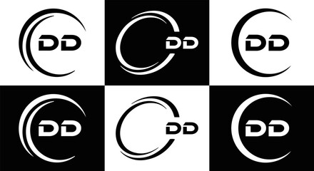 DD logo. D D design. White DD letter. DD, D D letter logo design. Initial letter DD linked circle uppercase monogram logo.
