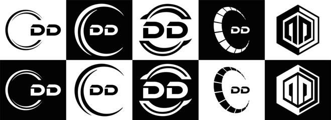 DD logo. D D design. White DD letter. DD, D D letter logo design. Initial letter DD linked circle uppercase monogram logo.