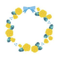 黄色いバラのベクターイラスト円形フレーム