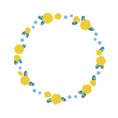 黄色いバラのベクターイラスト円形フレーム