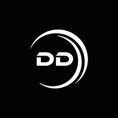 DD logo. D D design. White DD letter. DD, D D letter logo design. Initial letter DD linked circle uppercase monogram logo. golden logo