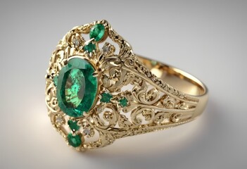 gold ring with emeralds