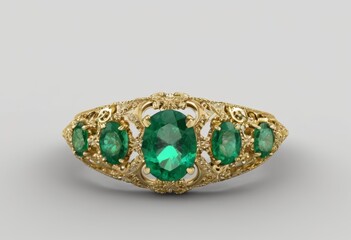gold ring with emeralds