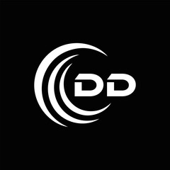 DD logo. D D design. White DD letter. DD, D D letter logo design. Initial letter DD linked circle uppercase monogram logo. golden logo
