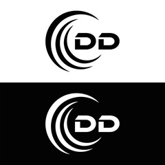 DD logo. D D design. White DD letter. DD, D D letter logo design. Initial letter DD linked circle uppercase monogram logo. golden logo