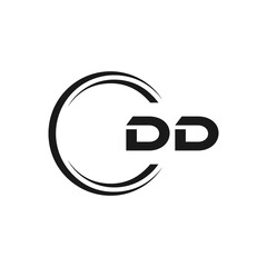 DD logo. D D design. White DD letter. DD, D D letter logo design. Initial letter DD linked circle uppercase monogram logo. golden logo