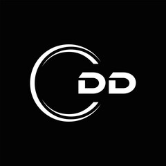 DD logo. D D design. White DD letter. DD, D D letter logo design. Initial letter DD linked circle uppercase monogram logo. golden logo