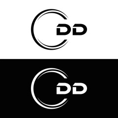DD logo. D D design. White DD letter. DD, D D letter logo design. Initial letter DD linked circle uppercase monogram logo. golden logo