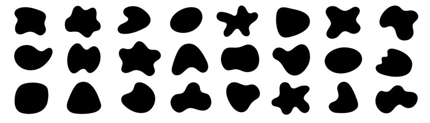 Blob shape organic, vector illustration set. Collection from abstract forms for design and paint. Liquid silhouette drop in modern style. Basic stains isolated elements on white background
