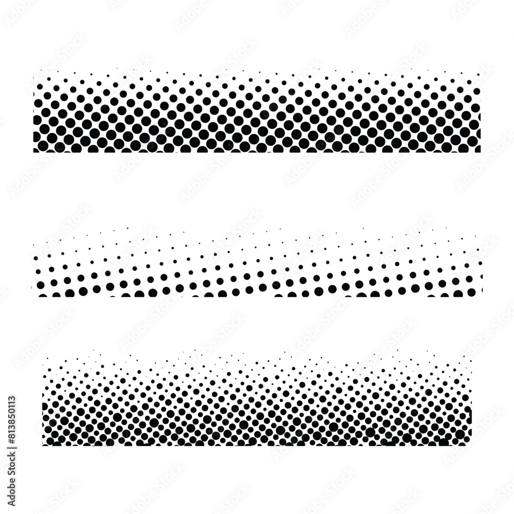 Poster set of doted halftone circles, halftone dot pattern, halftone element, comic book pop art style. pat