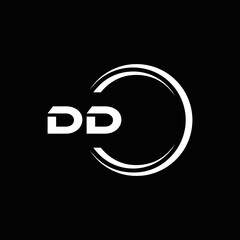 DD logo. D D design. White DD letter. DD, D D letter logo design. Initial letter DD linked circle uppercase monogram logo. golden logo