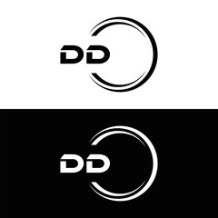 DD logo. D D design. White DD letter. DD, D D letter logo design. Initial letter DD linked circle uppercase monogram logo. golden logo