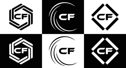CF logo. C F design. White CF letter. CF, C F letter logo design. Initial letter CF linked circle uppercase monogram logo. C F letter logo vector design. 