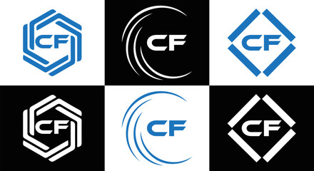CF logo. C F design. White CF letter. CF, C F letter logo design. Initial letter CF linked circle uppercase monogram logo. C F letter logo vector design. 