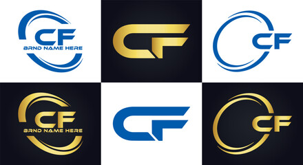 CF logo. C F design. White CF letter. CF, C F letter logo design. Initial letter CF linked circle uppercase monogram logo. C F letter logo vector design. 