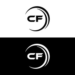 CF logo. C F design. White CF letter. CF, C F letter logo design. Initial letter CF linked circle uppercase monogram logo. C F letter logo vector design. 