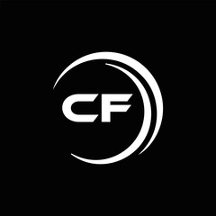 CF logo. C F design. White CF letter. CF, C F letter logo design. Initial letter CF linked circle uppercase monogram logo. C F letter logo vector design. 