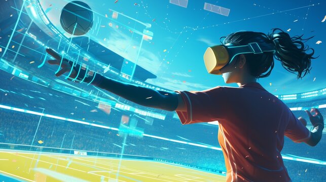 Exciting Virtual Reality Sports Experience with a Player Engaging in Football - Powered by Adobe
