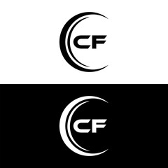 CF logo. C F design. White CF letter. CF, C F letter logo design. Initial letter CF linked circle uppercase monogram logo. C F letter logo vector design. 