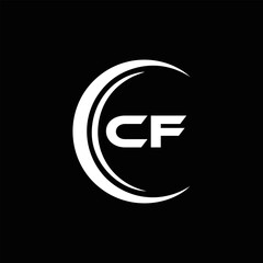 CF logo. C F design. White CF letter. CF, C F letter logo design. Initial letter CF linked circle uppercase monogram logo. C F letter logo vector design. 