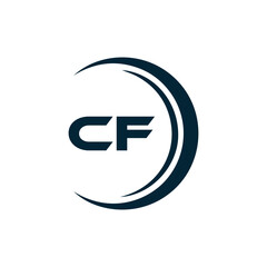 CF logo. C F design. White CF letter. CF, C F letter logo design. Initial letter CF linked circle uppercase monogram logo. C F letter logo vector design. 
