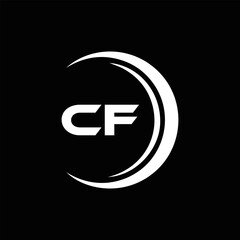 CF logo. C F design. White CF letter. CF, C F letter logo design. Initial letter CF linked circle uppercase monogram logo. C F letter logo vector design. 