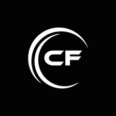 CF logo. C F design. White CF letter. CF, C F letter logo design. Initial letter CF linked circle uppercase monogram logo. C F letter logo vector design. 