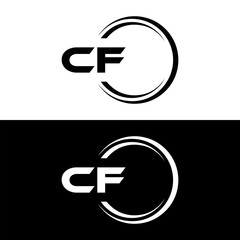 CF logo. C F design. White CF letter. CF, C F letter logo design. Initial letter CF linked circle uppercase monogram logo. C F letter logo vector design. 
