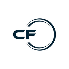CF logo. C F design. White CF letter. CF, C F letter logo design. Initial letter CF linked circle uppercase monogram logo. C F letter logo vector design. 