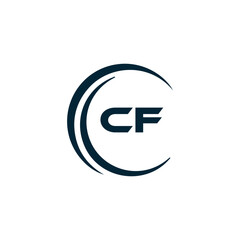 CF logo. C F design. White CF letter. CF, C F letter logo design. Initial letter CF linked circle uppercase monogram logo. C F letter logo vector design. 