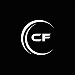 CF logo. C F design. White CF letter. CF, C F letter logo design. Initial letter CF linked circle uppercase monogram logo. C F letter logo vector design. 