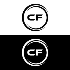 CF logo. C F design. White CF letter. CF, C F letter logo design. Initial letter CF linked circle uppercase monogram logo. C F letter logo vector design. 