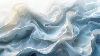 Obraz premium Ethereal blue fabric waves abstract background