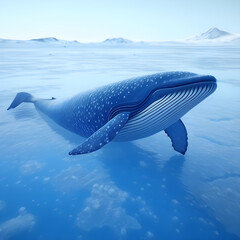 Whale outside the sea in Antarctica,  created with generative AI