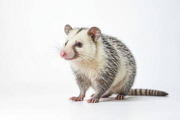 Curious Opossum on White Background