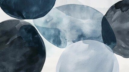 Watercolor abstract shapes in sage gray and brown, with a simple minimalist design
