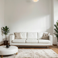 modern living room  with white sofa