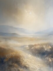 Warm-toned abstract landscape painting