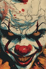 Intense clown face illustration