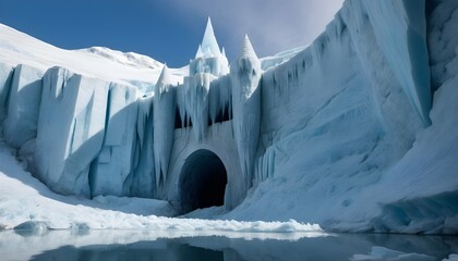 A grand ice fortress carved into the side of a gla upscaled_7 - Powered by Adobe