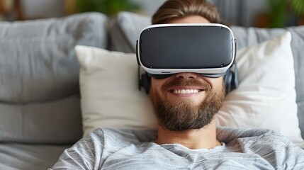 Immersed user in augmented reality vr environment experiencing gaming and learning opportunities