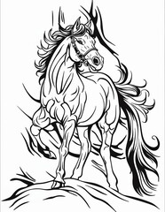 a coloring page for children with a horse