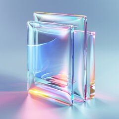 Abstract image of colorful refracting glass blocks on a gradient background.