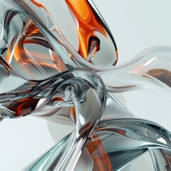 Abstract fluid art with orange and silver swirls, suitable for modern backgrounds or wallpaper designs.