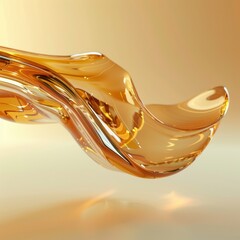 Abstract golden liquid wave, smooth flowing honey texture on a warm background.